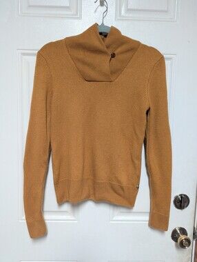 Fjallraven Ovik Shawl Collar Sweater  100% Wool Sweater Women Small Preppy Brown